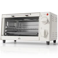 HOMCOM Minibackofen, 9 L Mini-Ofen mit Backblech, Grillrost, mit einstellbarer Temperatur und Garzeit, Edelstahl, Cremeweiß(m-1)