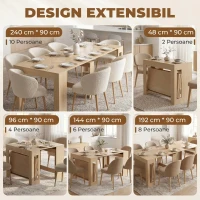 HOMCOM Masă de Dining Compactă pentru Bucătărie Economisește Spațiu, 240 x 90 x 78 cm, Lemn Deschis(m-4)