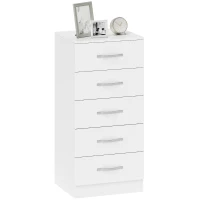 HOMCOM Comodă cu 5 sertare, stil modern, din PAL, 40x35x85 cm, alb(m-11)
