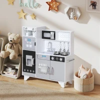 AIYAPLAY Kids Play Kitchen with Sound, Ice/Coffee Maker, Utensils, Microwave, Stainless Steel Utensils, for 3-6 Years(m-10)