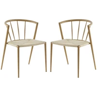 HOMCOM Conjunto de 2 Cadeiras de Sala de Estar com Assento em Corda de Papel Empilháveis Estilo Rústico 51x51x71 cm Carvalho(m-11)