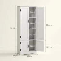 HOMCOM Buffet de cuisine armoire de cuisine contemporaine multi-rangements 2 placards 3 étagères MDF panneaux particules blanc(m-3)