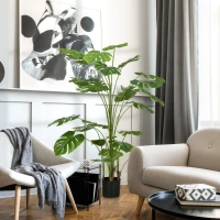 HOMCOM Pianta Artificiale Monstera Alta 180cm per Interno ed Esterno con Vaso Incluso(m-2)