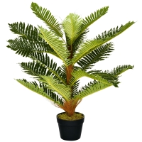 HOMCOM Plante artificielle palmier 85 cm avec 18 grandes feuilles grand réalisme pot inclus