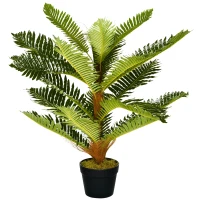 HOMCOM Plante artificielle palmier 85 cm avec 18 grandes feuilles grand réalisme pot inclus(m-1)