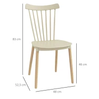 HOMCOM Conjunto de 4 Cadeiras Estilo Nórdico com Encosto Alto e Pés de Madeira de Faia 43x52,5x83cm Bege e Madeira(m-3)