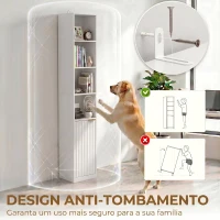 HOMCOM Estante para Livros Alta e Estreita de 6 Níveis com 4 Prateleiras Abertas, Porta e Prateleira Ajustável, Branca(m-7)