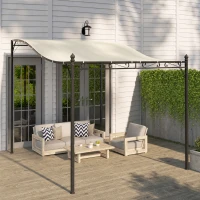 Outsunny Pergola de jardin 3 x 2,5 m, tonnelle de jardin avec toit imperméable, trous de drainage, structure métallique, crème(m-10)
