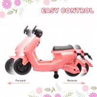 AIYAPLAY 6V Ride on Motorbike, Kids Electric Motorbike w/ Headlights, Music, Training Wheels, for Ages 18-36 Months, Pink(m-5)
