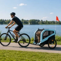 PawHut 2-in-1 Hondenfietskar en Buggy voor Middelgrote Oudere Honden tot 30 kg Lichtblauw(m-10)