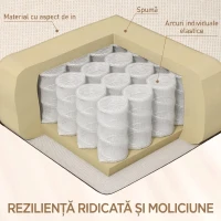 HOMCOM Fotoliu Reclinabil 135° cu Suport pentru Pahare și Suport pentru Picioare, din Țesătură cu Aspect de In, 88x96x108 cm, Bej(m-6)