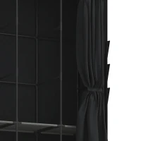 HOMCOM Armario de Tela con 5 Barras 5 Estantes 6 Bolsillos Laterales Cremallera Marco de Acero 212x45x167 cm Gris(m-13)