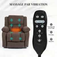 HOMCOM Fauteuil Releveur Électrique, Massage et Chauffage, Repose-Pieds, Dossier Inclinable, Télécommande, 93x104x100cm, Marron(m-5)