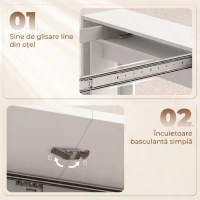 HOMCOM Masă Extensibilă Convertibilă în Consolă pentru 10 Persoane, PAL, Oțel, 240 x 90 x 78 cm, Alb(m-6)