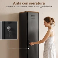 HOMCOM Armadio in Metallo con Ripiani Regolabili per Camera e Ufficio, 35x46x183 cm, Nero(m-7)