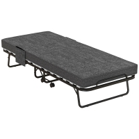 HOMCOM Klappbett, Matratze, 4 Rollen, Metallgestell, bis 150 kg, 190 x 80 x 42 cm, Dunkelgrau
