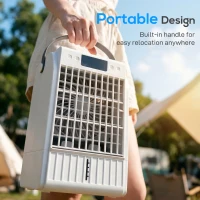 HOMCOM Portable Air Conditioner, 4-in-1 Mini Air Cooler with 4 Wind Speed, 2 Cool Mist, RGB 7 LED Light, White(m-9)