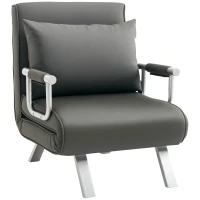 HOMCOM 4-in-1 Faux Suede Chair Bed - Grey(m-1)