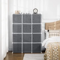 HOMCOM Armadio Scarpiera Salvaspazio, Scarpiera da Ingresso in Plastica, Armadio Modulare per Salotto e Ingressi, Scaffale Portascarpe, Multiuso 111x47x145cm, Bianco e Nero(m-10)