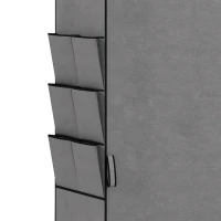 HOMCOM Armario de Tela con 5 Barras 5 Estantes 6 Bolsillos Laterales Cremallera Marco de Acero 212x45x167 cm Gris(m-12)