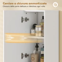 HOMCOM Mobile da Bagno a 2 Ante con Spazio Aperto e Ripiani Regolabili, in Legno, 30x24x140 cm, Bianco(m-6)