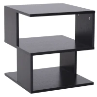 HOMCOM Mesa Auxiliar Mesa de Cabeceira de 2 Níveis com Prateleira de Armazenamento para Sala Quarto Estante 40x40x43 cm Preto(m-1)