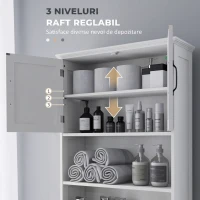kleankin Dulap WC deasupra toaletei, dulap de depozitare de baie cu rafturi și dulap cu uși duble, raft reglabil(m-6)