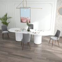 HOMCOM Sedie da Cucina Imbottite, Set 4 Pezzi in Poliestere e Acciaio, 47x55x86 cm, Grigio(m-10)