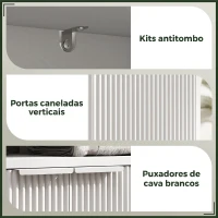 HOMCOM Móvel para Lavatório Pousar com 2 Portas Canaladas para Lavatório com ou sem Pedestal  60x33x63 cm Branco(m-7)