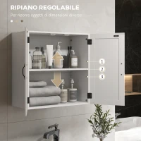 kleankin Armadietto Pensile Bagno in Legno Stile Country con Ripiano Regolabile, 60x30x60cm, Bianco(m-3)