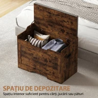 HOMCOM Bancă pentru Depozitare 103L Multifuncțională culoare Lemn cu Pernă din Țesătură Gri, 75x40x56 cm(m-4)