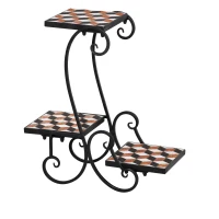 Outsunny Porte plante fer forgé mosaïque - étagère de pots de fleurs - dim. 61L x 24l x 59H cm - métal époxy céramique(m-12)