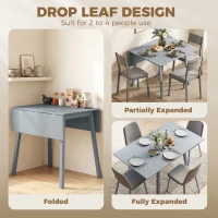 HOMCOM Solid Wood Folding Dining Table, Drop Leaf Table for 2-4 People,  Rectangle Kitchen Table(m-4)