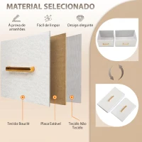 HOMCOM Cómoda com 8 Gavetas Estofada em Borreguito com Estação de Carga Porta USB Tipo-C e Estrutura de Aço 110x30x76 cmCreme(m-7)