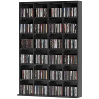 HOMCOM Meuble de rangement multimédia 456 CD/ 336 DVD - bibliothèque en bois avec étagères réglables, 89 x 130,5 cm, noir(m-12)