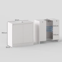 HOMCOM Móvel para Lavatório Pousar com 2 Portas e Prateleira Ajustável para Lavatórios com ou sem Pedestal 60x30x59,8 cm Branco(m-3)