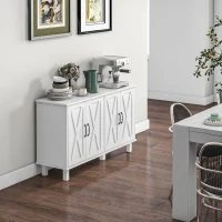 HOMCOM Mobilă Multifuncțională din MDF cu 4 Niveluri, 2 Rafturi Reglabile și 5 Picioare de Susținere, 120x37x75 cm, Albă(m-8)