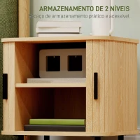 HOMCOM Mesa de Cabeceira com Portas de Correr 2 Prateleiras e Pés em Aço Estilo Escandinavo 48x40x48 cm Madeira(m-6)