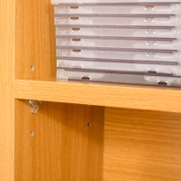 HOMCOM CD Storage Unit with Adjustable Shelves, 89 x 130.5 cm, Beech Wood Finish(m-8)