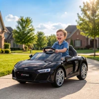 AIYAPLAY Carro Elétrico para Crianças Audi R8 Spyder 12V com Comando à Distância 2,4 GHz, 2 Motores, Arranque Suave e Suspensão Traseira, Preto(m-2)