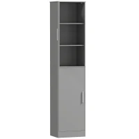 HOMCOM Meuble de salle de bain colonne avec 2 portes et 4 étagères réglables, 40 x 35 x 180 cm, gris(m-1)