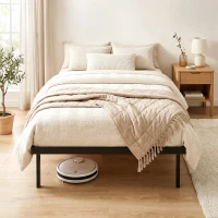 HOMCOM 3ft Single Bed Frame with Underbed Storage, Metal Platform Bed Frame with Steel Slat Support, No Box Spring Needed(m-8)