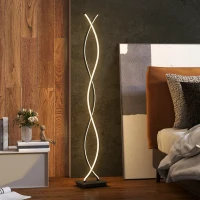 HOMCOM Lampada da Terra LED a Doppia Spirale, Lampada da Salotto con Luminosità Regolabile, Interruttore a Pedale, Nero(m-2)