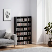 HOMCOM Meuble de rangement multimédia 456 CD/ 336 DVD - bibliothèque en bois avec étagères réglables, 89 x 130,5 cm, noir(m-8)