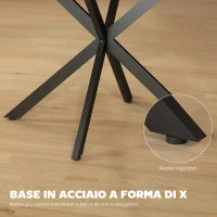 HOMCOM Tavolo da Pranzo Industriale per 4-6 Persone con Ribalta Rotonda, in Legno e Acciaio, 135x100x75 cm(m-6)