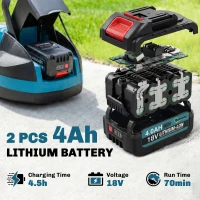Outsunny 18V Cordless Lawnmower with 2 x 4Ah Batteries & Charger, Battery Lawn Mower with 21cm Cutting Width, 3 Cutting Heights(m-15)