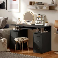 HOMCOM Bureau d'ordinateur, bureau informatique 120 x 55 cm avec plateau pour clavier, 3 tiroirs, pour chambre, domicile, noir(m-7)