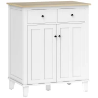 HOMCOM Buffet de cuisine meuble de rangement pour chambre, salon bureau avec 2 portes 2 tiroirs 76 x 48 x 91 cm blanc(m-1)