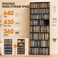 HOMCOM 640 CD Storage Tower - Rustic Brown(m-4)