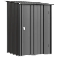 Outsunny Abri de Jardin 1m² - Remise pour Outils - cabanon Porte verrouillable - dim. 1L x 1,03l x 1,6H m - tôle d'acier ondulée Anthracite(m-12)